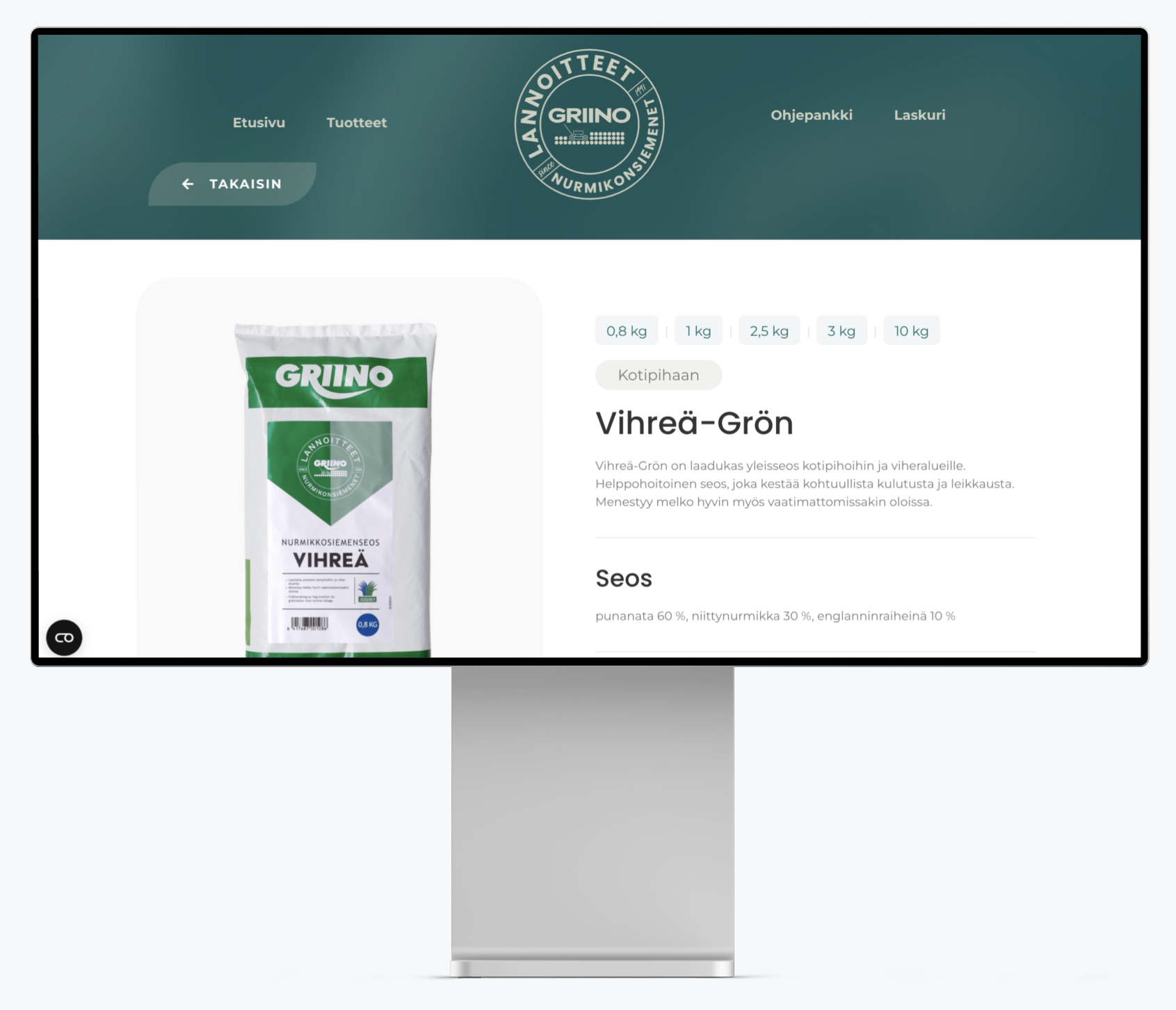 Skelten rakentamat verkkosivut esittelyssä desktop -laitteella