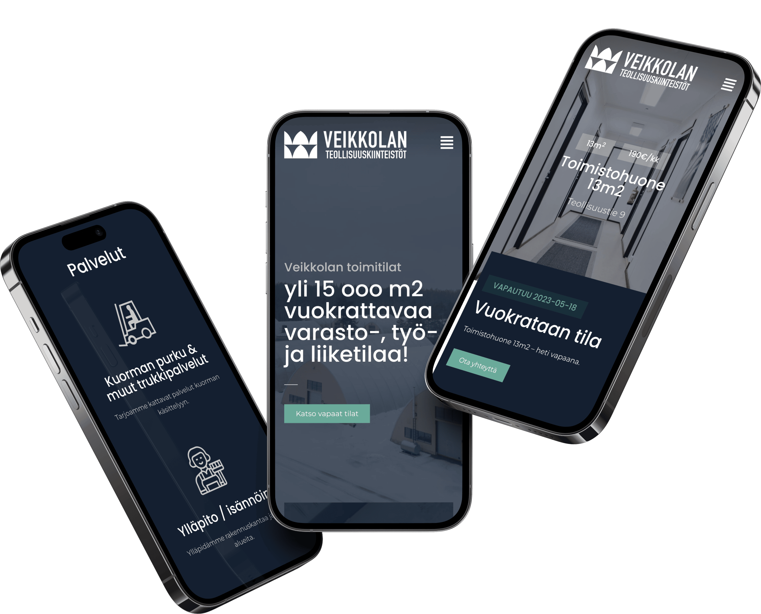Skelten toteuttamat verkkosivut yritykselle esiteltynä mobiililaitteella